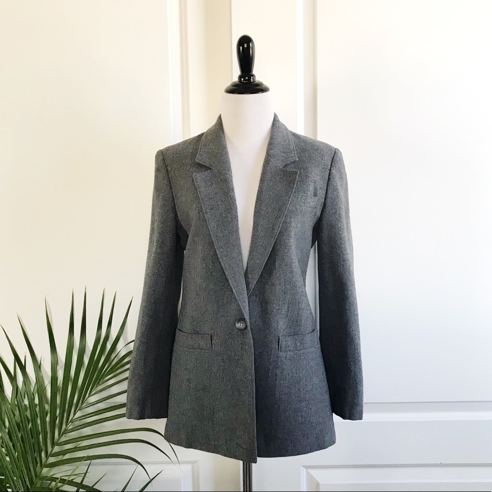 Pendleton Petite Gray Classic Wool Blazer - image 1